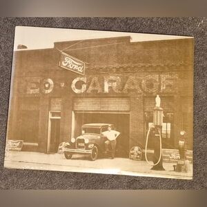 Ford Garage Sepia Photo with Vintage Car